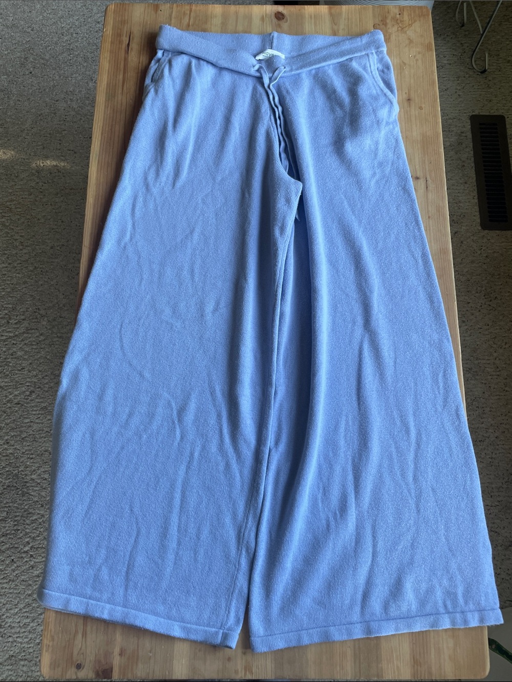 Haven Well Within Cotton Cashmere Light Blue Knit Wide-Leg Pants - Picture 5 of 8